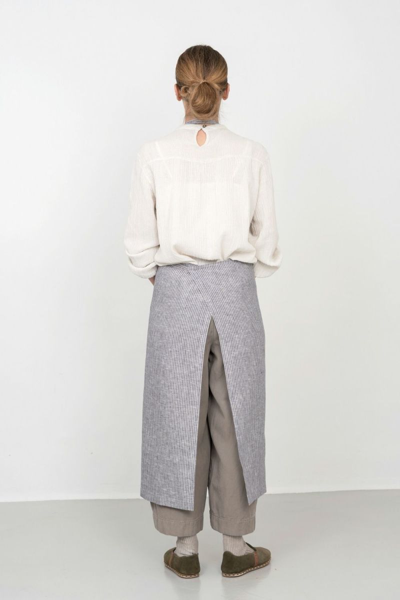 【50％OFF】 リネン フルエプロン グレーホワイトストライプ | fog linen work エプロン・三角巾