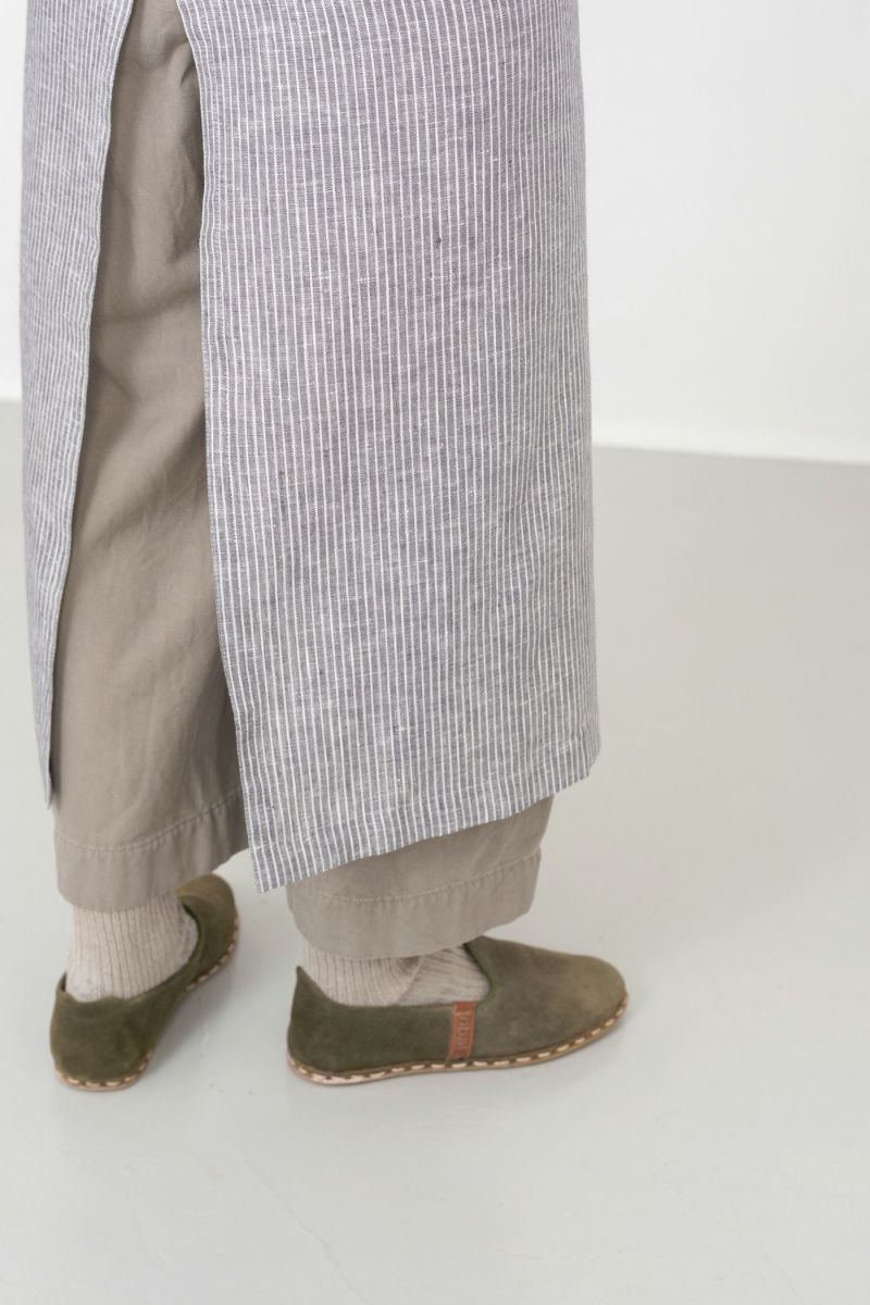リネン フルエプロン グレーホワイトストライプ | fog linen work