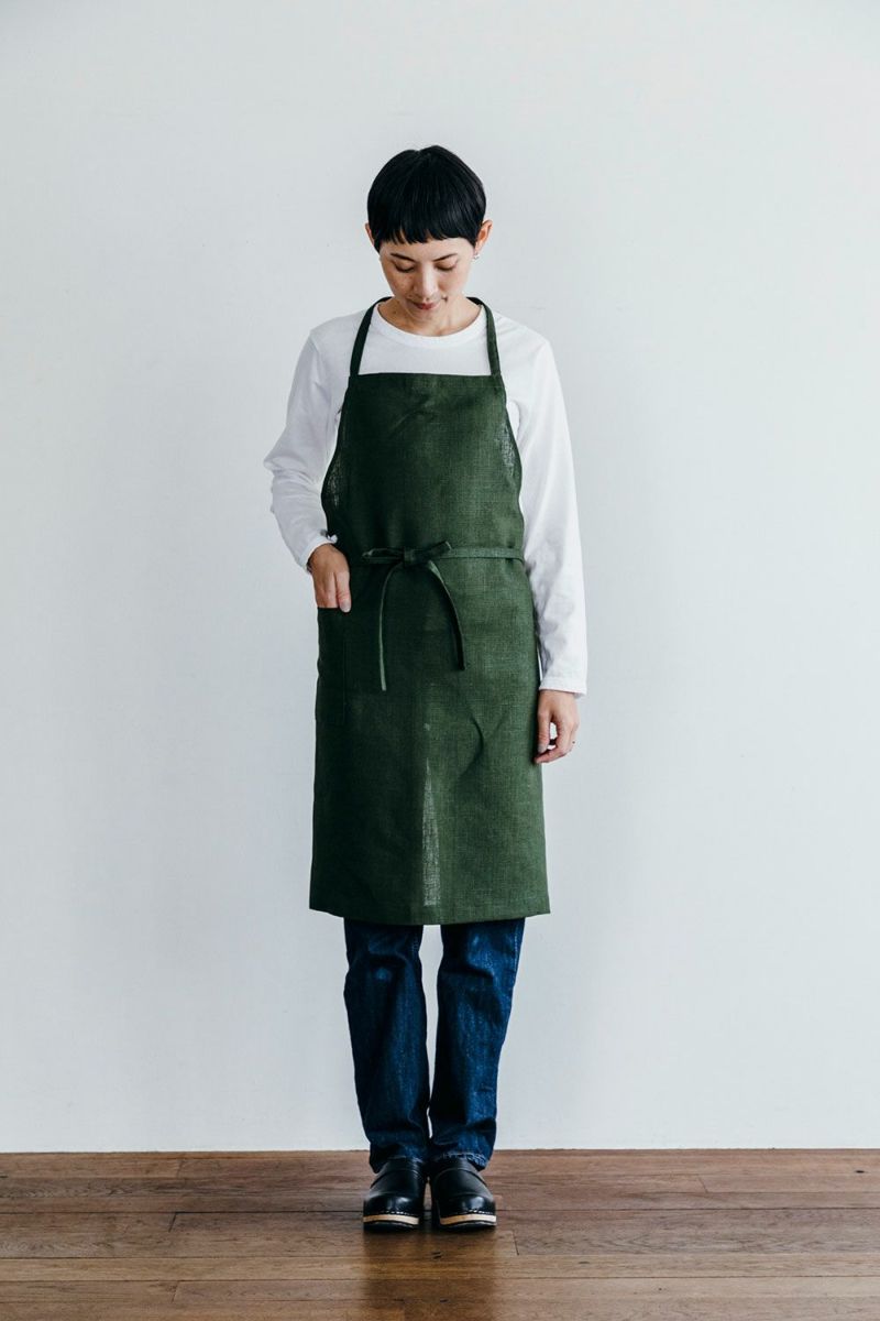 てなグッズや fog linen work リネンデイリーエプロン 422/カナリ