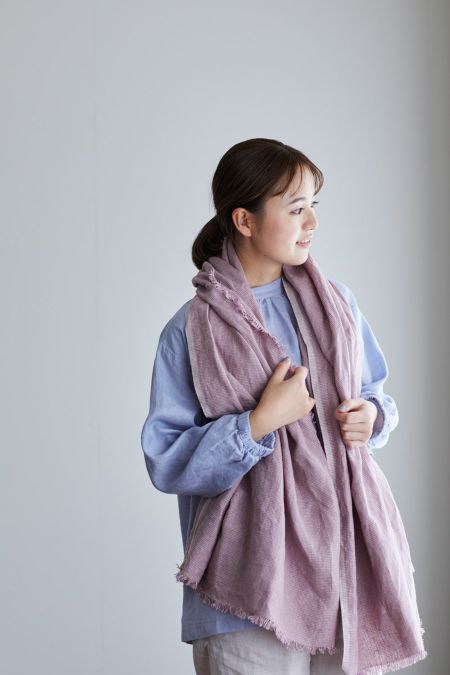 fog linen work フォグリネンワーク リネン ストール 水色 美品