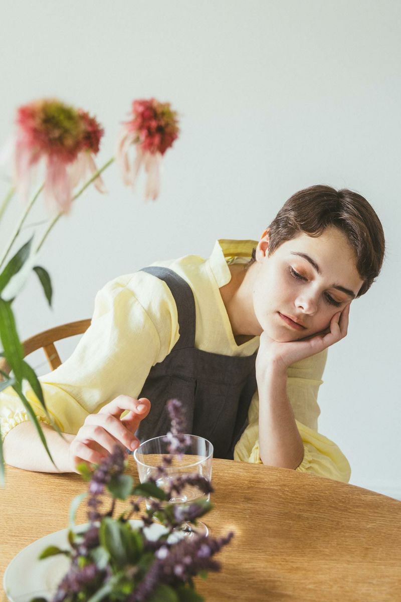 【fog linen work】コサージュ付デニムリネンサロペット 楽天市場】fog linen work サブリーナ サロペット アシェ フォグ