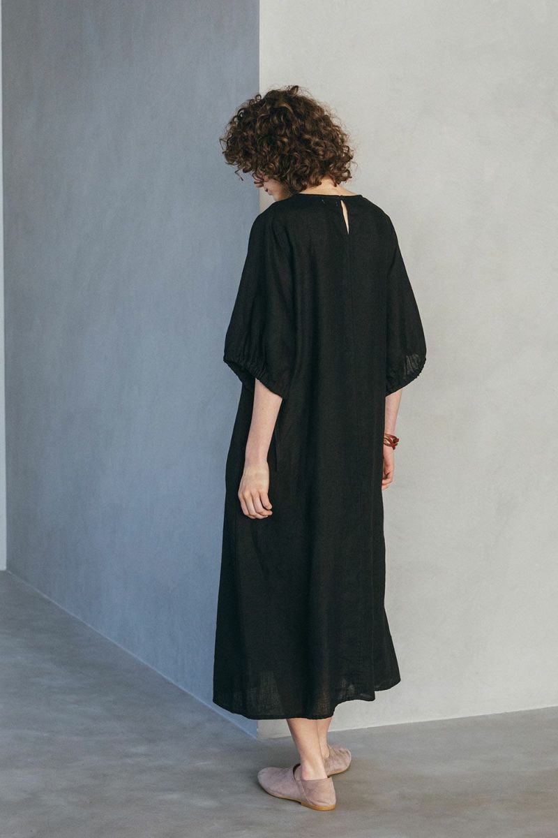 とっておきし福袋 ブラック ドレス サーラ | work linen fog ワンピース