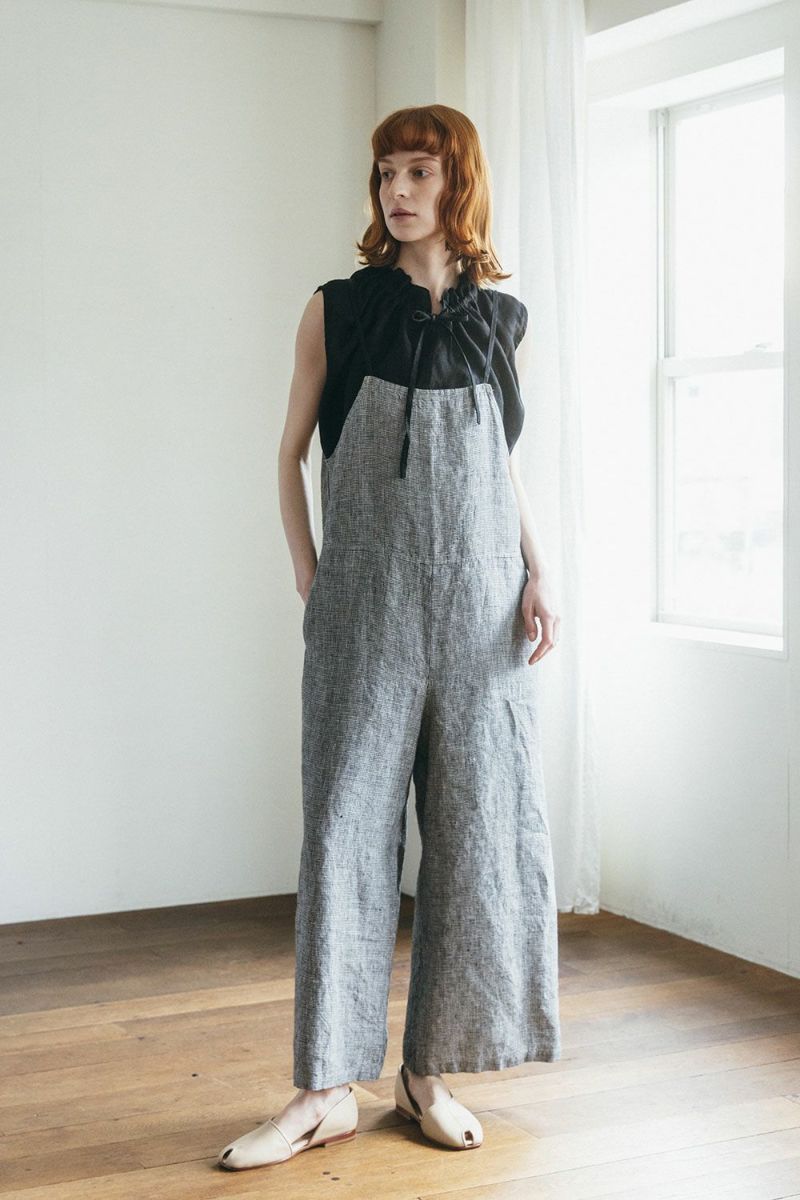 フォグリネンワーク　サロペット　ネイビー　ウール　リネン 当店別注】fog linen work / リネンサロペット（サイズ1