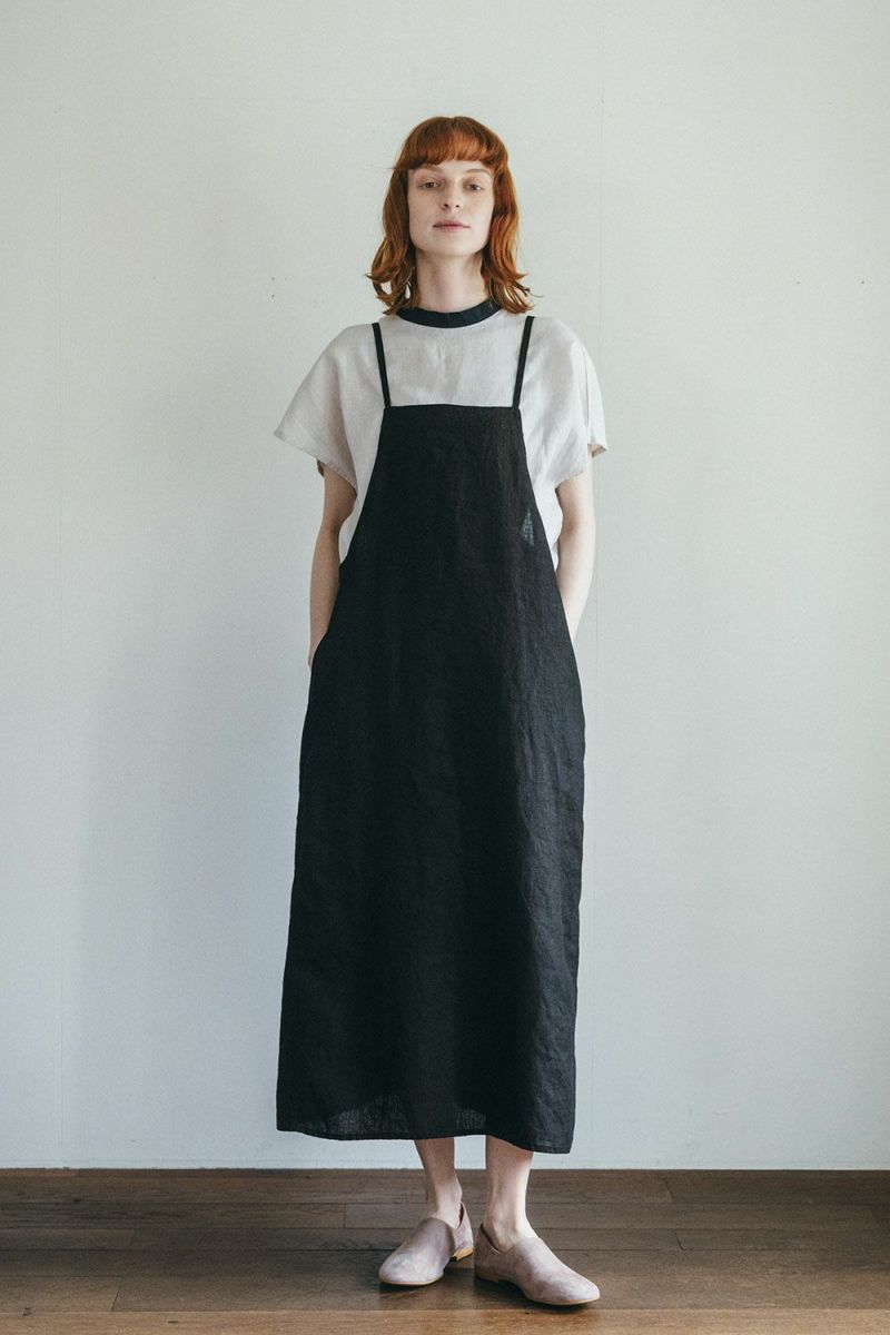 fog linen work レーニ キルトスカート ライラ ジャンパースカート ブラック | fog linen work