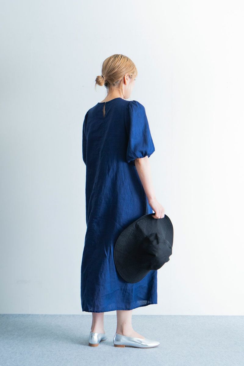麻のロングワンピース　　ブルーインディゴ イリナ ワンピース ブルーインディゴ | fog linen work