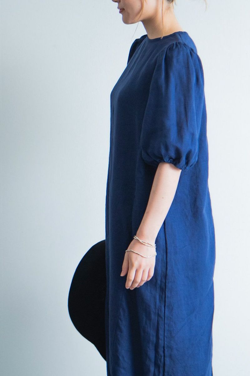 麻のロングワンピース　　ブルーインディゴ イリナ ワンピース ブルーインディゴ | fog linen work