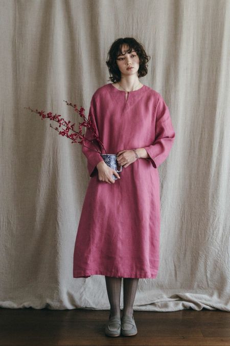 fog linen work フォグリネンワーク ピンク ワンピース ロング fog linen work フォグリネンワーク プルム ワンピース ローズ