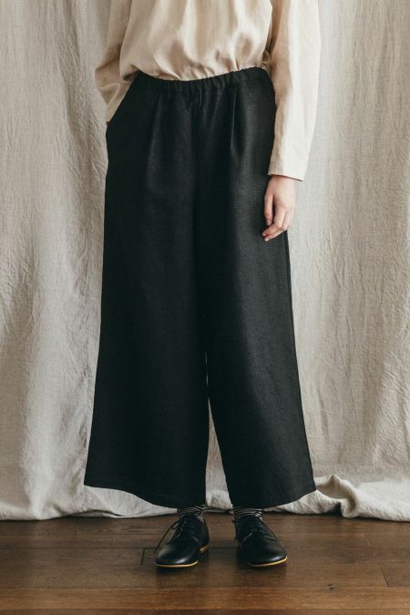 最終価格：fog linen work ワイドパンツ美品 fog linen work フォグリネンワーク DEBEE WIDE PANTS BLEU